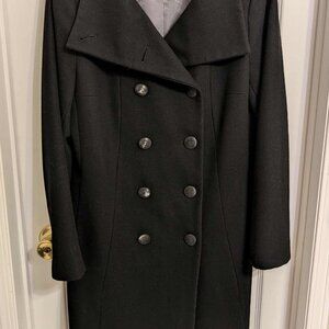 Calvin Klein Wool Blend Double Breasted Coat.  BLACK.  Size 10.
